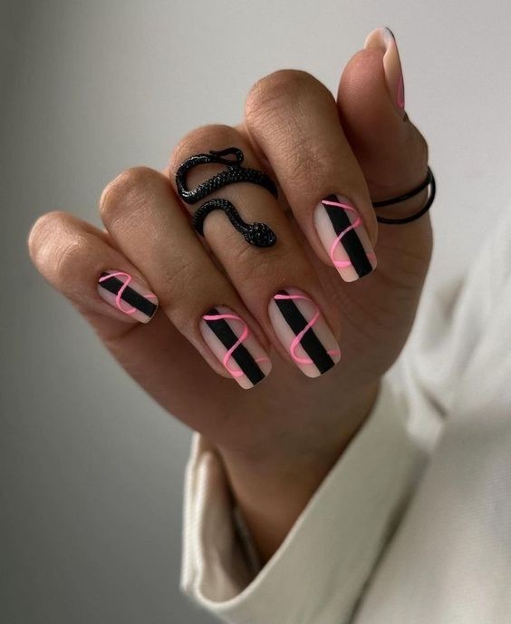 Geometric Pink and Black Elegance