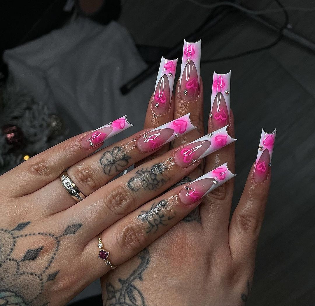 Pink Flare French Tips