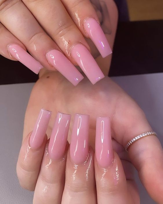 Soft Pink Coffin Nails: