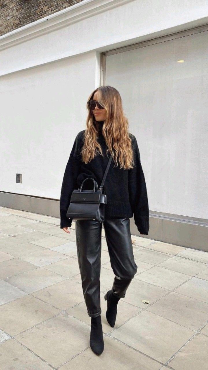 Knit Sweater and Leather Leggings