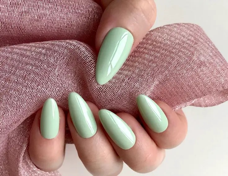 Muted Olive Almond Nails: