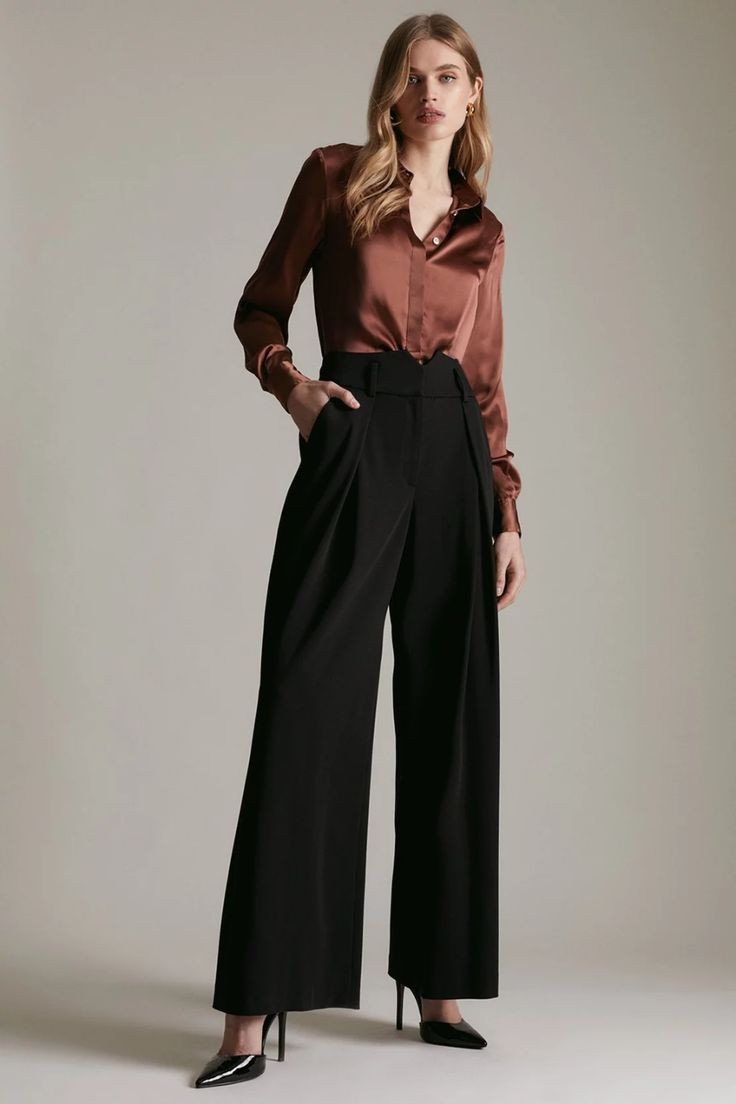 Tailored Blouse and Wide-Leg Trousers