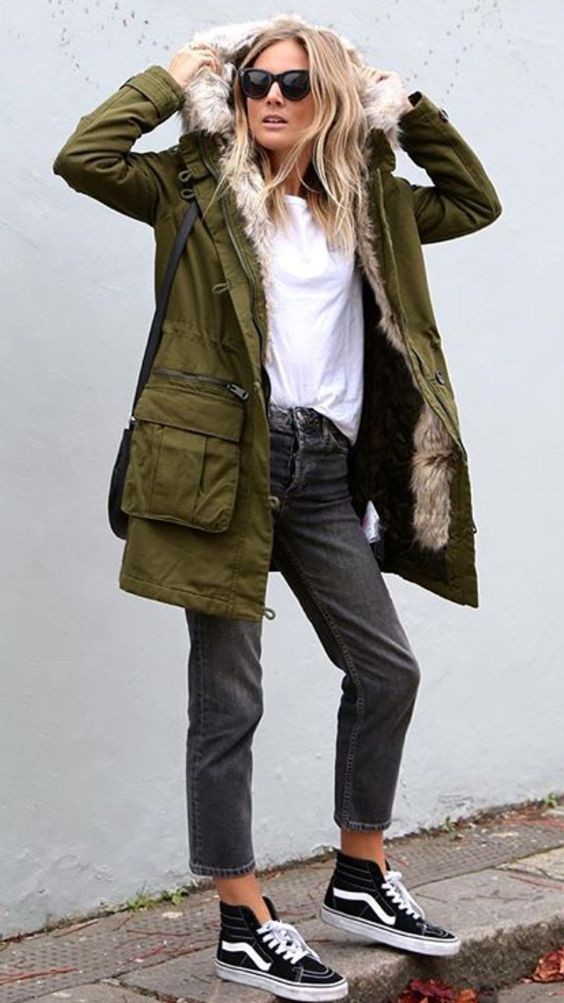 Parka and Jeans