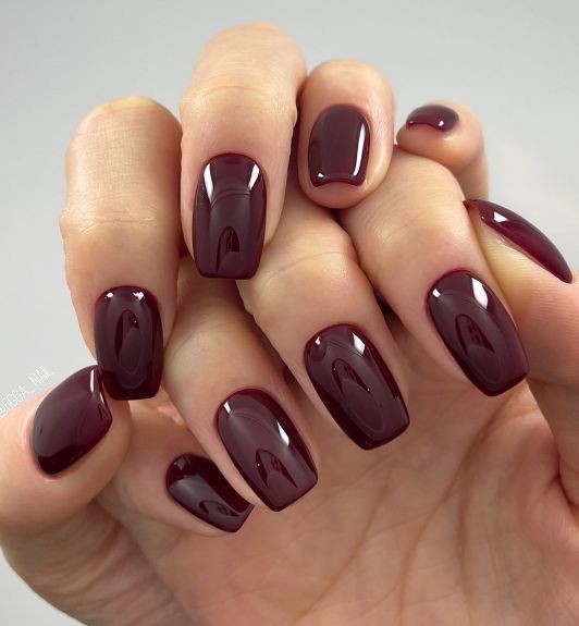 Deep Burgundy Nails: