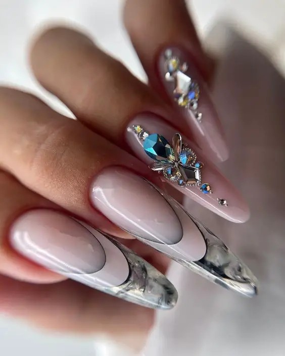 Marble Elegance with Sapphire Embellishments