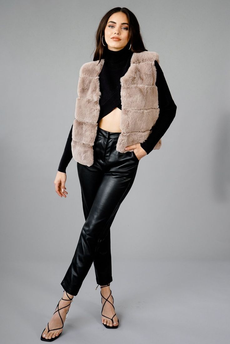 Faux Fur Vest and Turtleneck