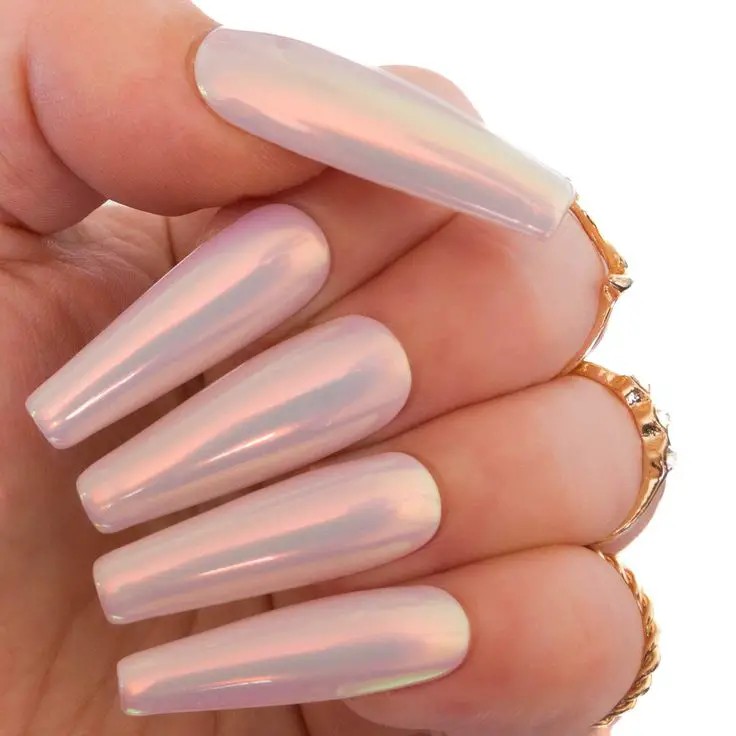 Pastel Pink Chrome Nails: