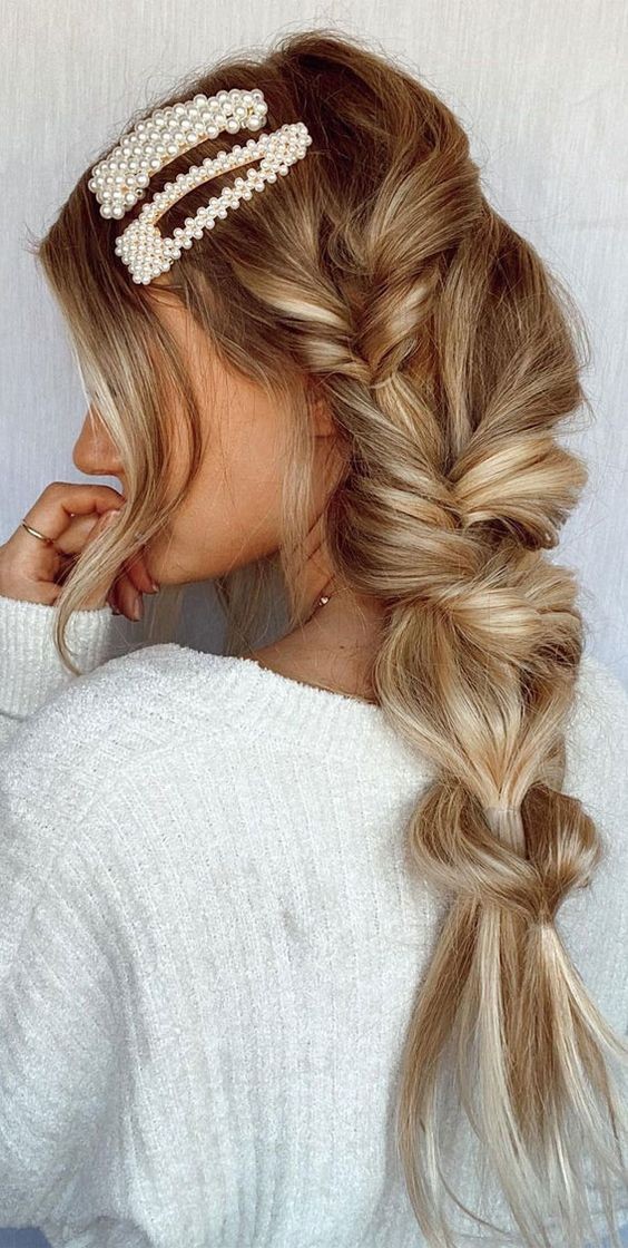 Pearl-Adorned Side Braid