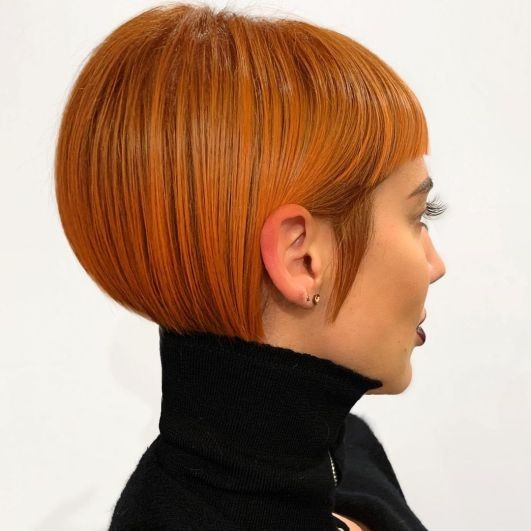 Sleek Long Pixie with Blunt Bangs