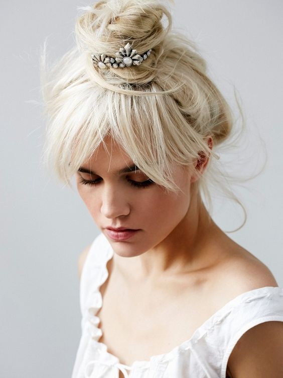 Messy Bun with Embellishments: