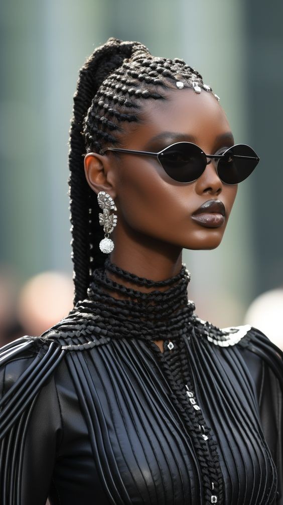 The Chic Edge of Side-Parted Cornrows