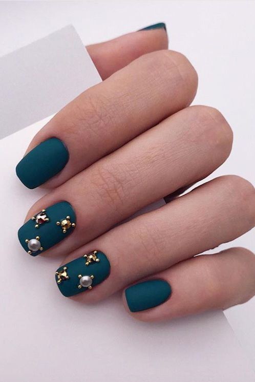 Matte Jewel-Toned Nails: