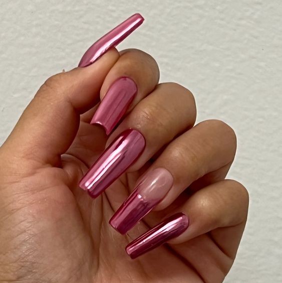 Rose Gold Chrome Nails: