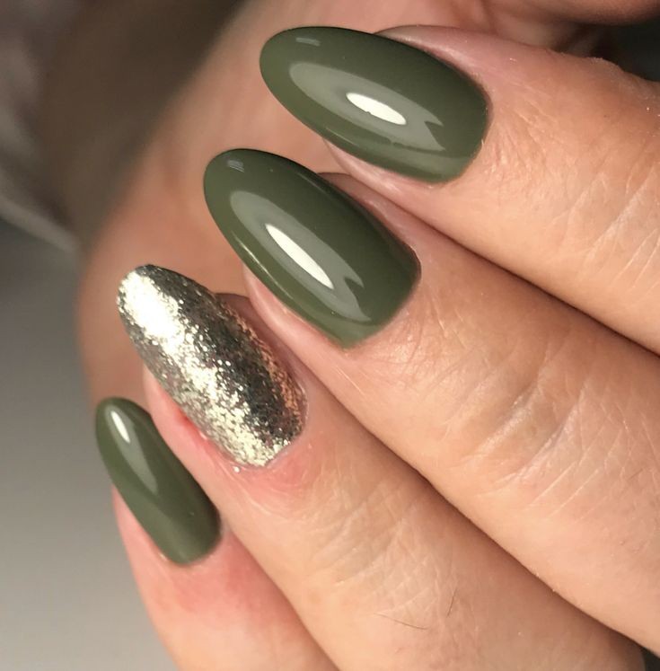 Olive Green and Silver Accents: