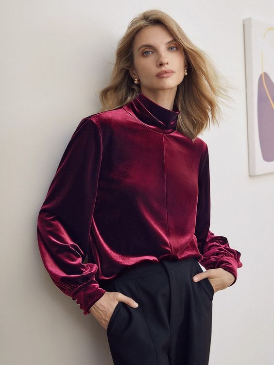 Velvet Blouse and Slacks