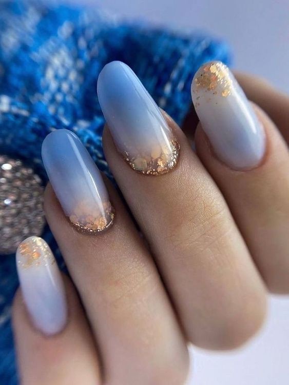 Blue and Gold Foil Accents: