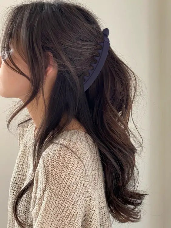 Side Bangs with Half-Up Hairstyle