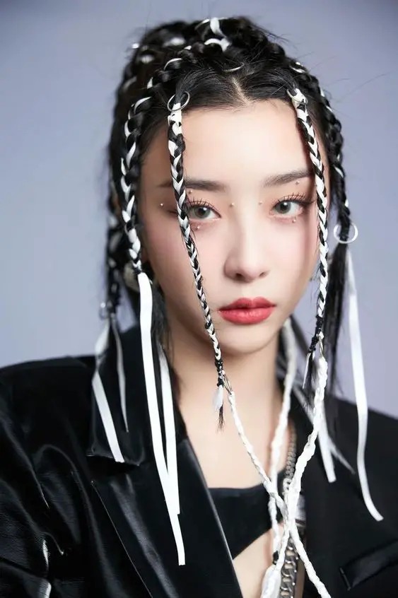 Edgy Braids with a Metallic Shine