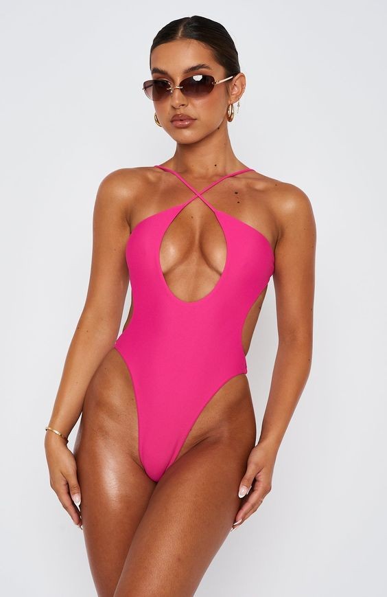 Bold Statements: 2024 Neon Pink One-Piece Swimsuits