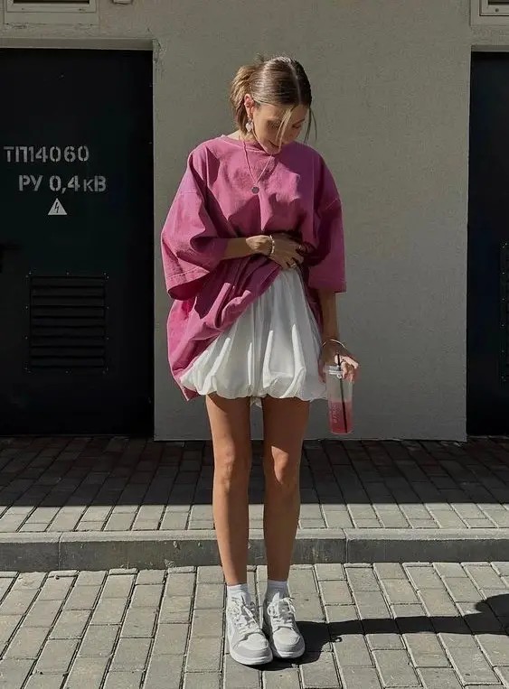 The Oversized Tee & Pleated Skirt