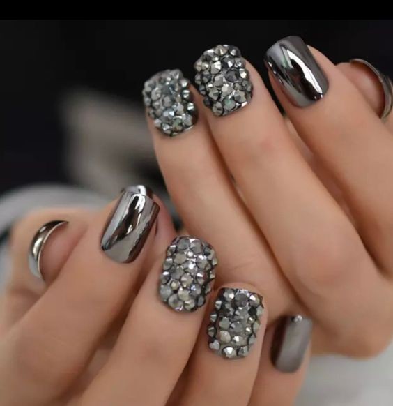 Silver Chrome with Rhinestone Accents: