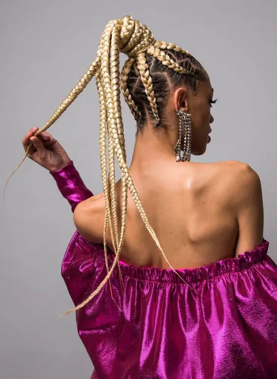 Zigzag Cornrow Ponytail