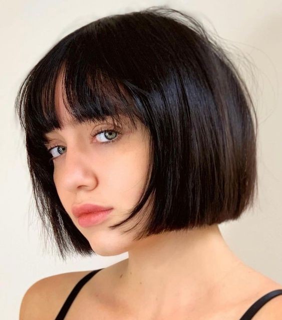 Short Blunt Cut with Micro Bangs: