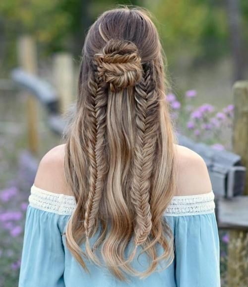 Fishtail Half-Up Braided Bun