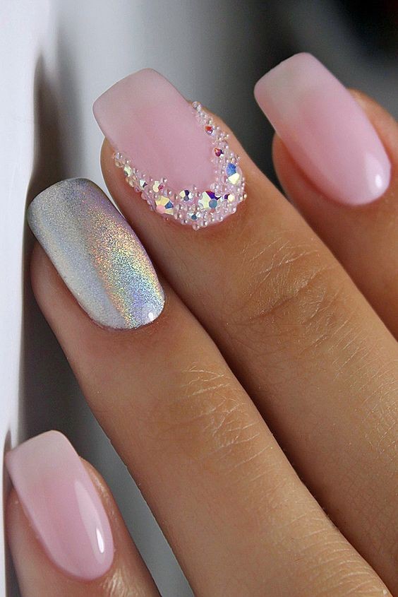 Holographic Shine and Pastel Pink: A Dreamy Combination