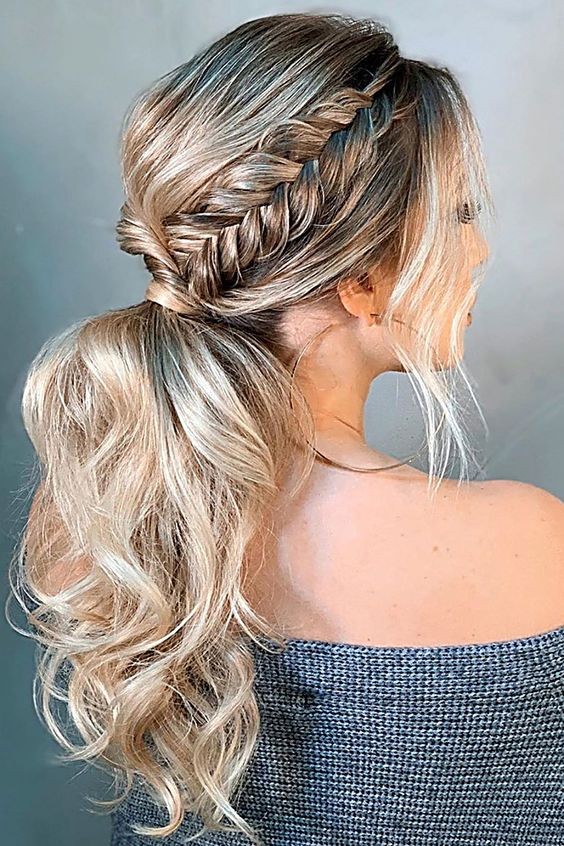 Ponytail with Braided Detail: