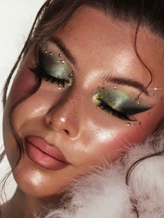 Green and Gold Glitter Eyes