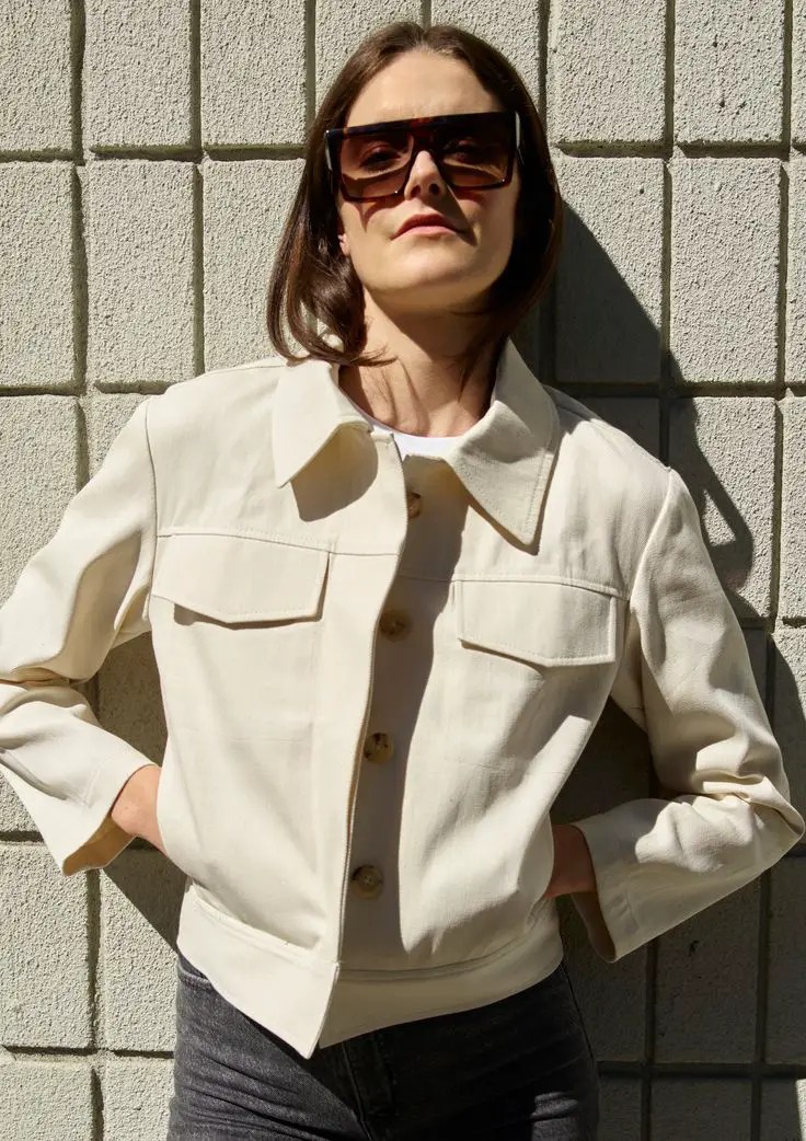 Cream Utility Jacket with Sunglasses