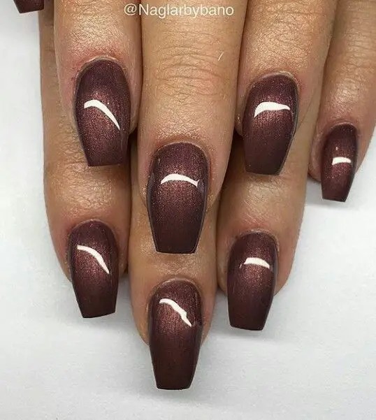 Plum Brown Nails: