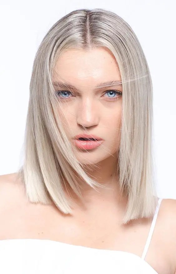 Sleek and Chic: Platinum Blonde Bob