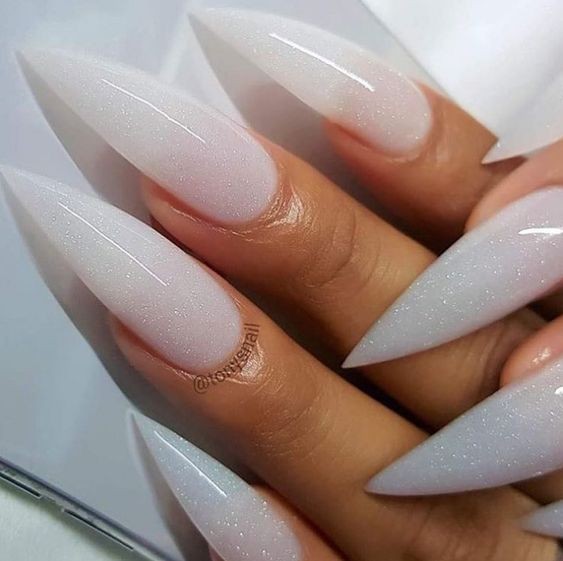 White Stiletto Nails: