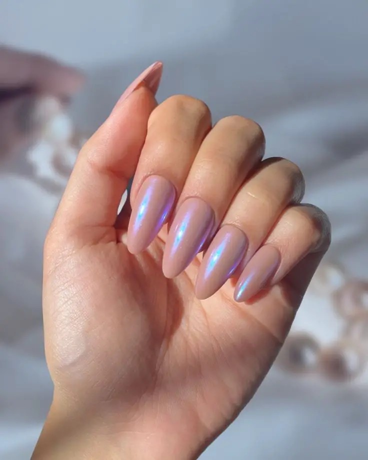 Frosty Lavender Almond Nails: