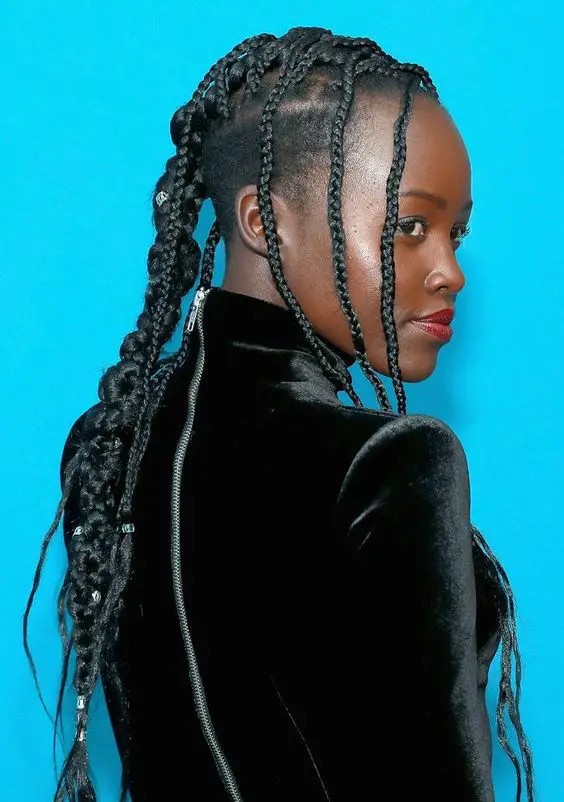 Box Braids Ponytail with Wraps: