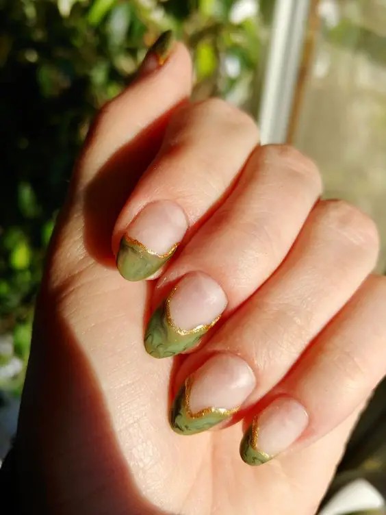 Rustic French Nails with Wood Grain Tips