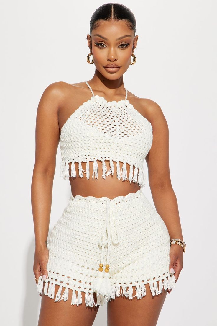 Crochet Top and High-Waisted Shorts: Boho Chic