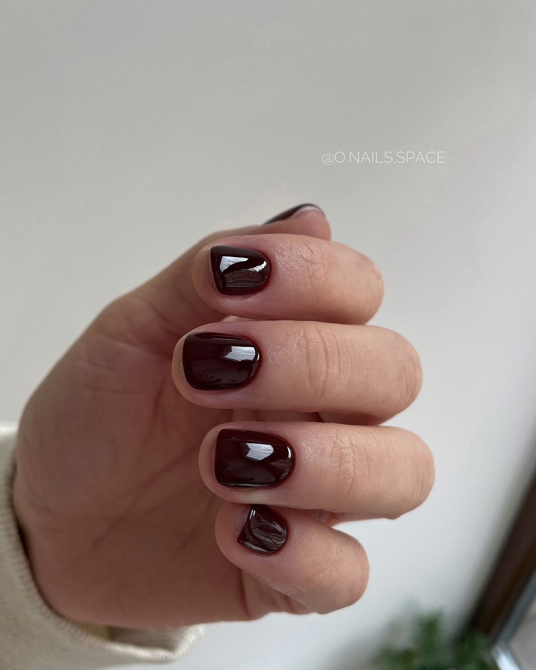 Classic Glossy Deep Maroon Nails