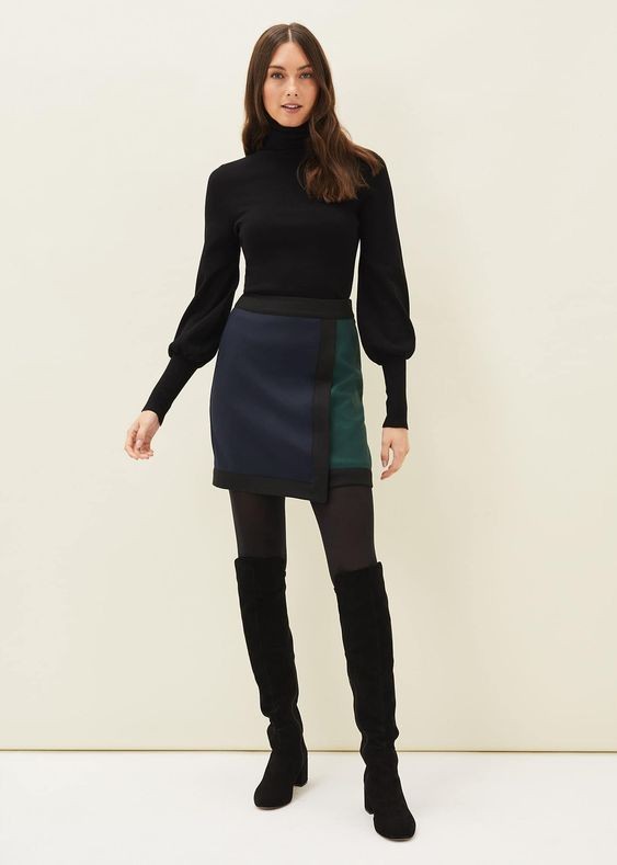 Wrap Skirt and Knit Tights