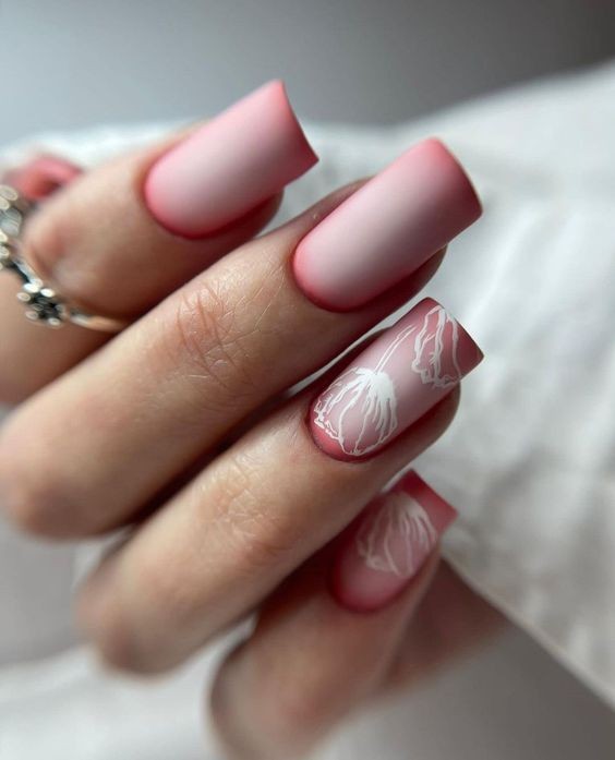 Abstract Florals in Matte Pink