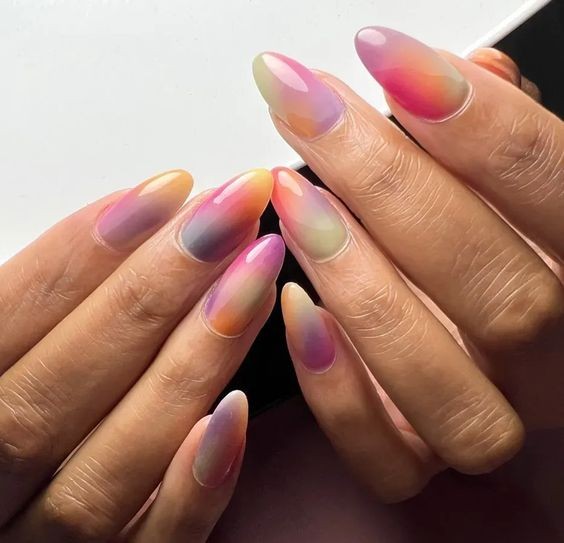 Pastel Watercolor Nails: