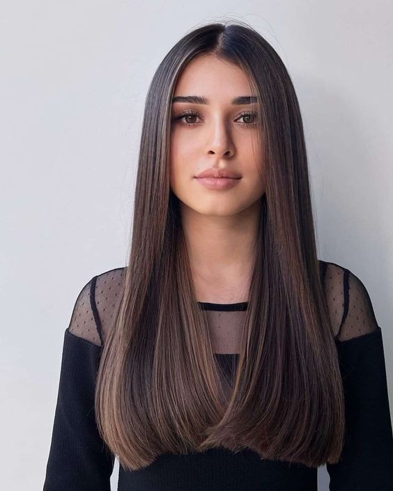 Sleek and Straight with Middle Part