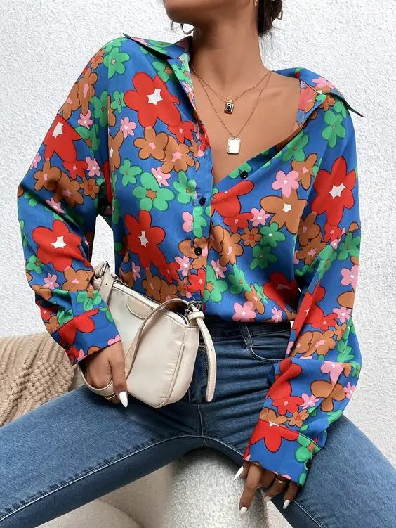 Printed Blouse and Jeans