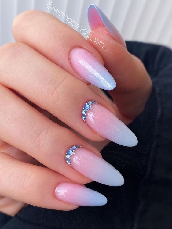 Ombre Blue Gel Nails: