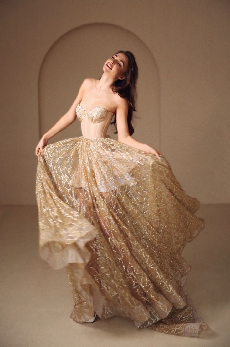 Golden Tulle Ball Gown