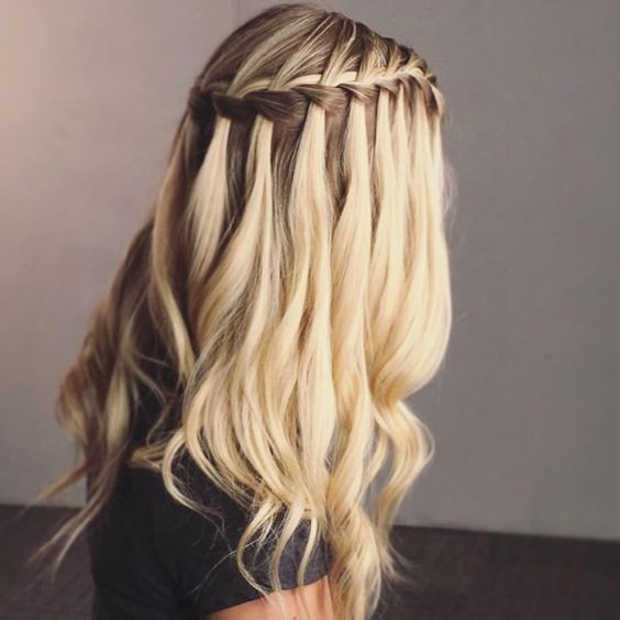 Waterfall Braid Half-Updo