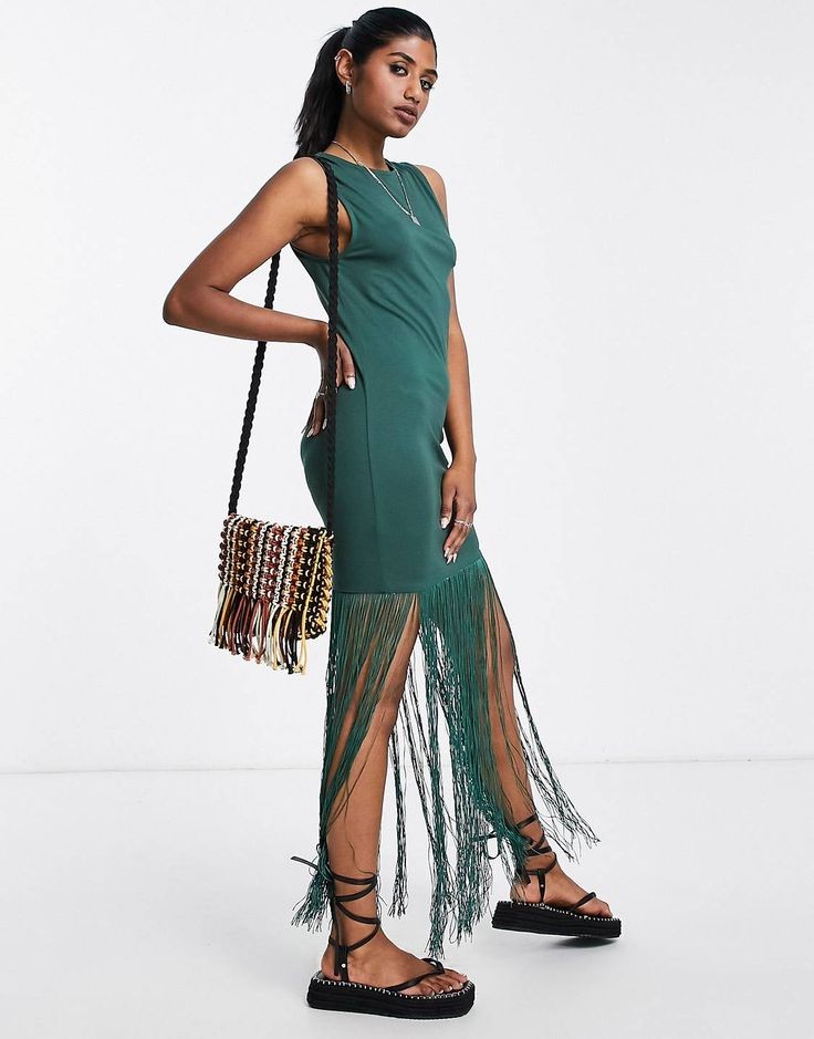 Boho Midi Dress with Tassels