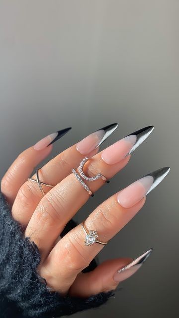 French Chrome Stiletto Nails: